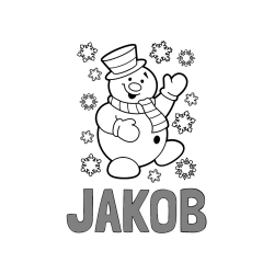 Pobarvana pobarvanka - Pobarvanka imena JAKOB in pobarvanka veselega snežaka