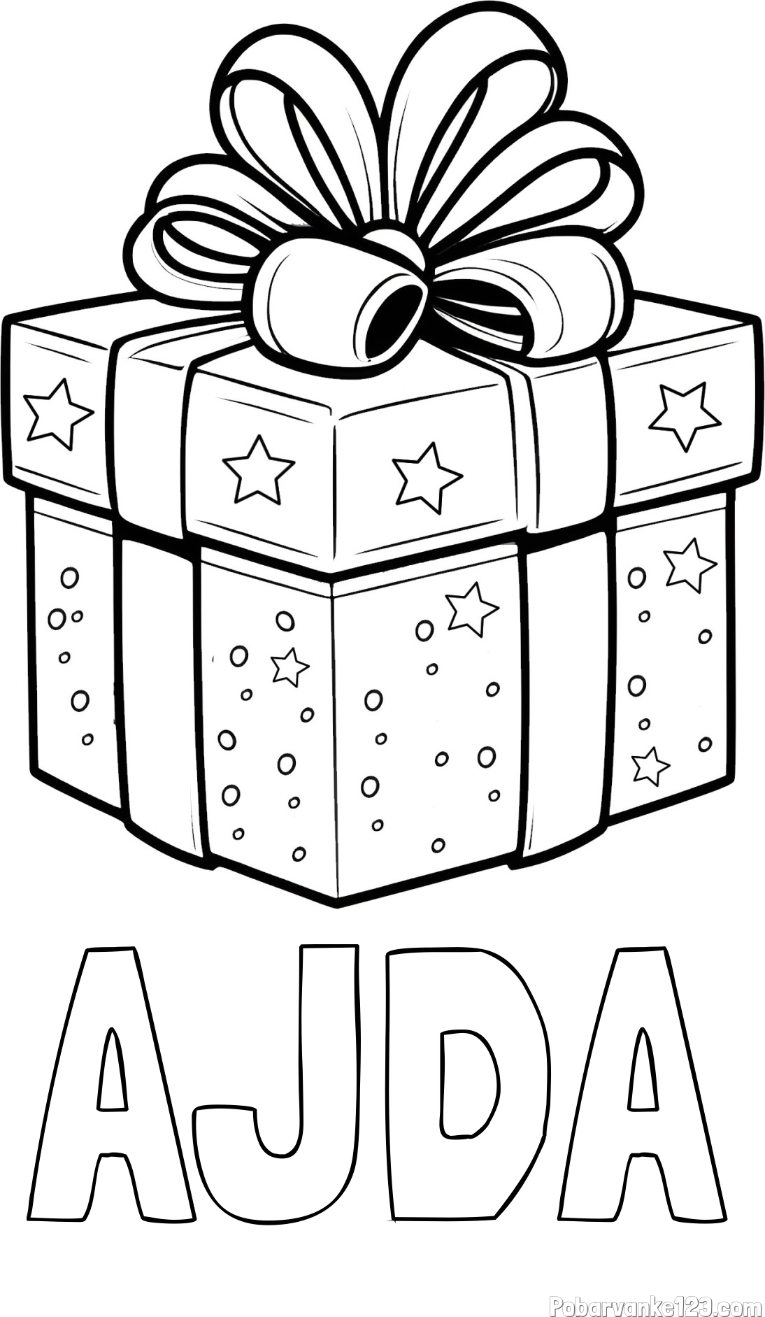 Pobarvanka imena AJDA in pobarvanka božičnega darila