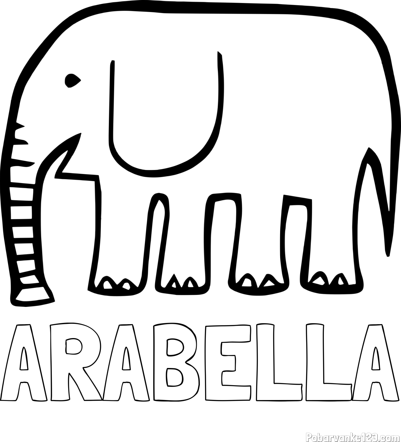 Pobarvanka imena ARABELLA in otroška pobarvanka slona