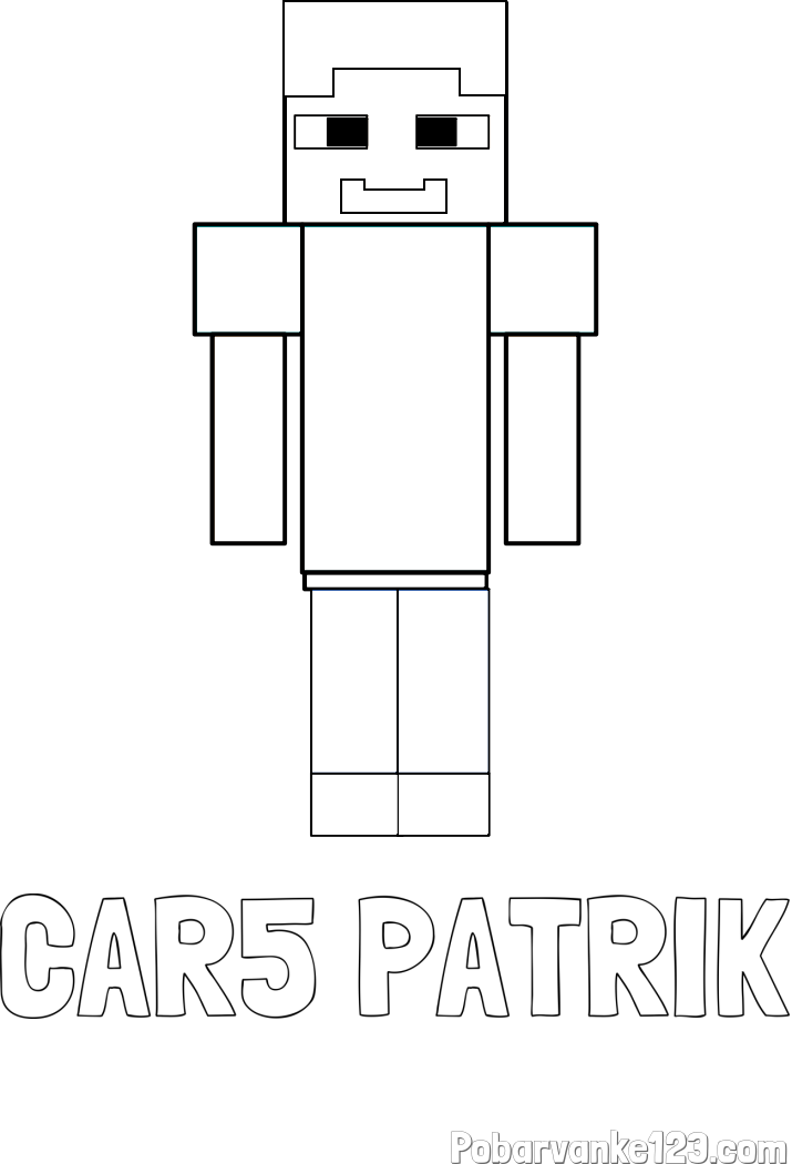 Pobarvanka imena CAR5 PATRIK in pobarvanka Minecraft glavnega junaka