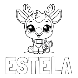 Online izdelana pobarvanka - Pobarvanka imena ESTELA in otroška pobarvanka jelenčka Rudolfa s šalom okoli vratu