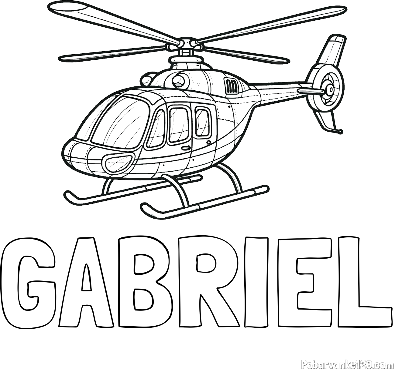 Pobarvanka imena GABRIEL in pobarvanka sodobnega helikopterja