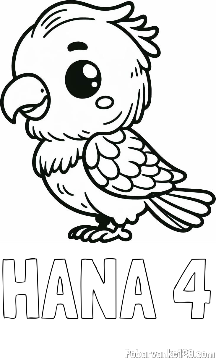 Pobarvanka imena HANA 4 in pobarvanka ljubkega papagaja
