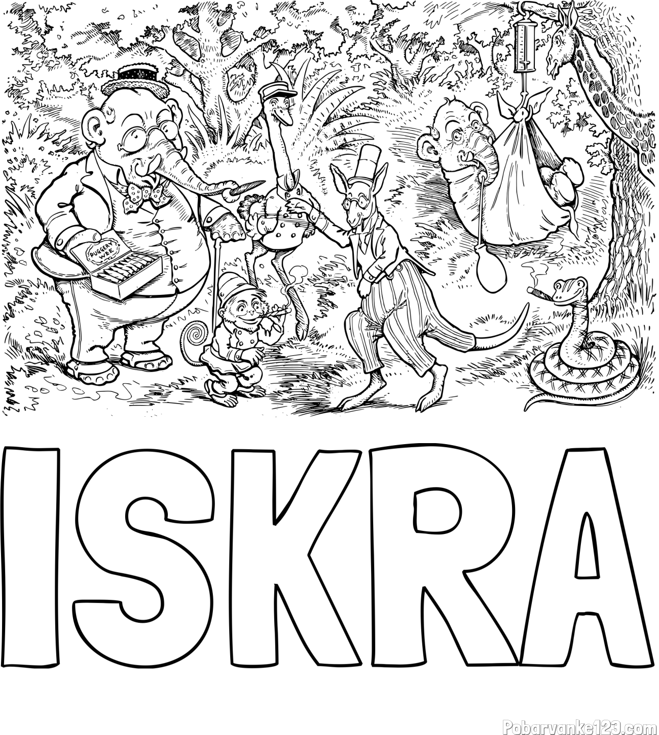 Pobarvanka imena ISKRA in pobarvanka živali v živalskem vrtu
