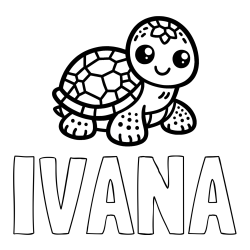 Online izdelana pobarvanka - Pobarvanka imena IVANA in otroška pobarvanka želve