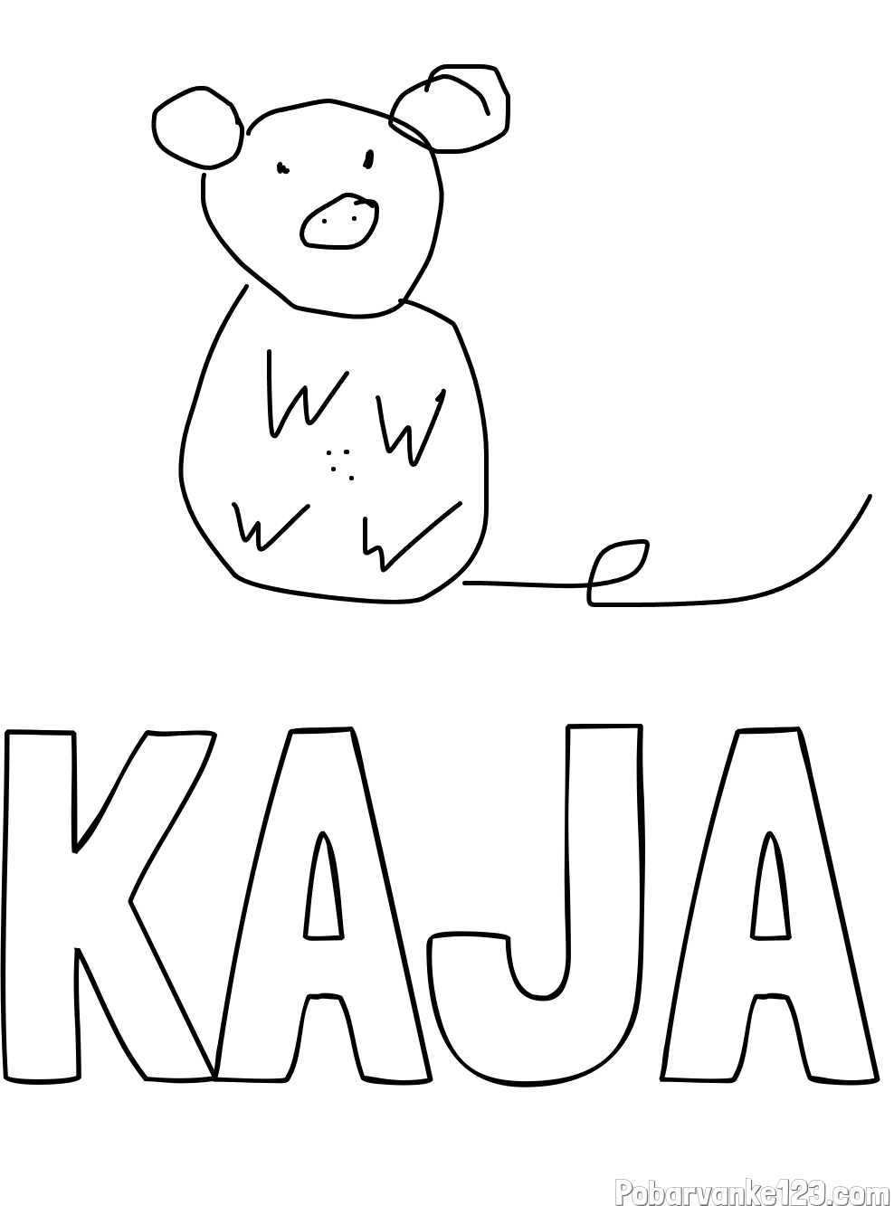 Pobarvanka imena KAJA in one circle one circle one big circle  dooble v dooble v nepo nepo pee