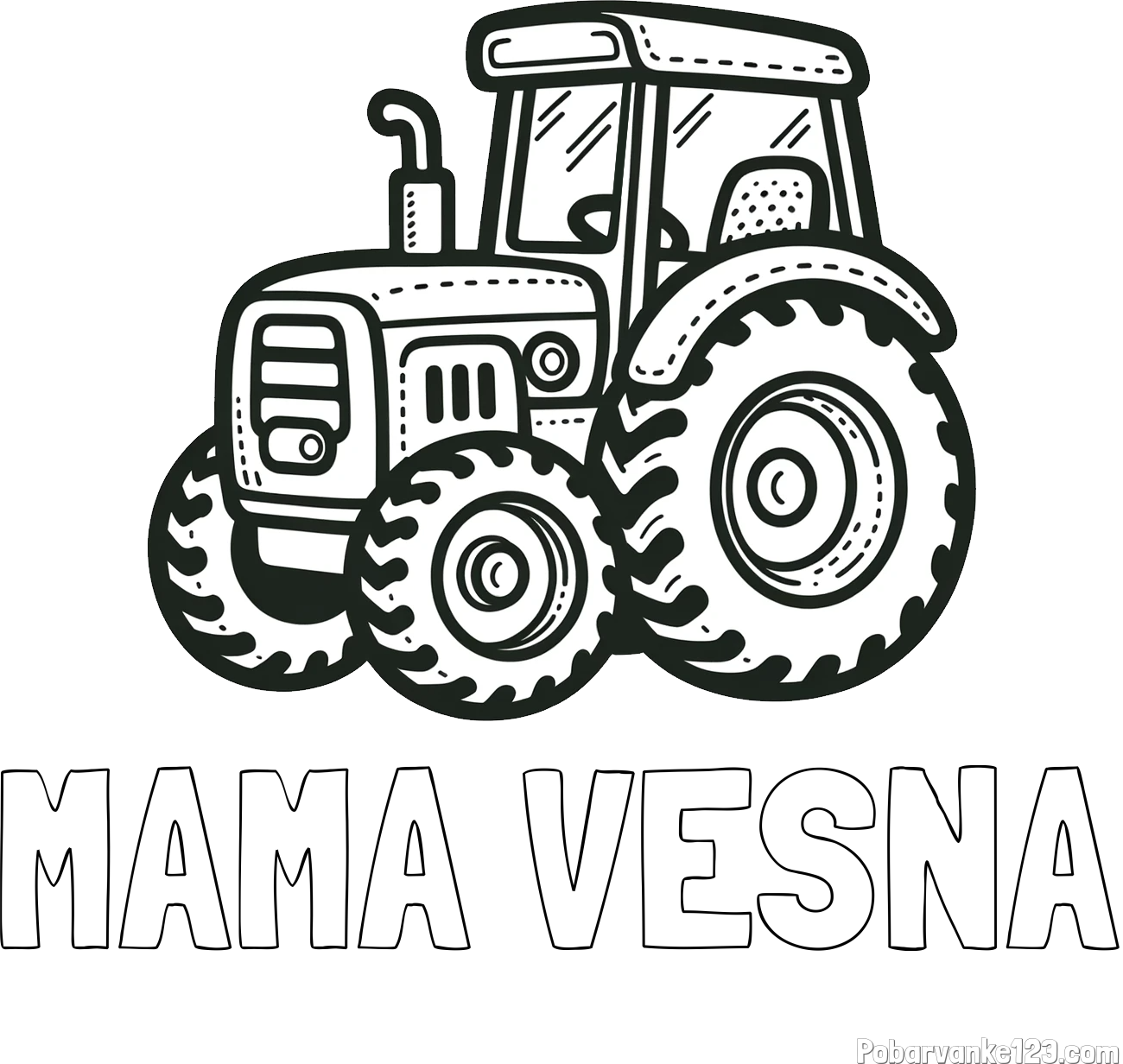 Pobarvanka imena MAMA VESNA in pobarvanka čudovitega traktorja