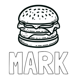 Pobarvanka imena MARK in preprosta pobarvanka hamburgerja