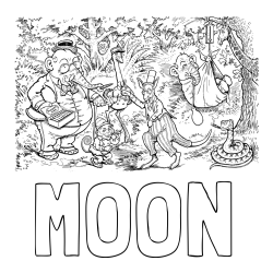 Online izdelana pobarvanka - Pobarvanka imena MOON in pobarvanka živali v živalskem vrtu