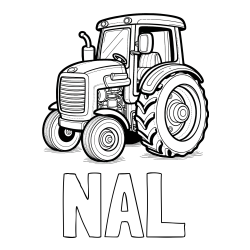 Online izdelana pobarvanka - Pobarvanka imena NAL in pobarvanka starega, a lepega traktorja