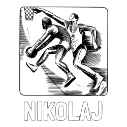 Online izdelana pobarvanka - Pobarvanka imena NIKOLAJ in pobarvanka dveh košarkarjev med igro