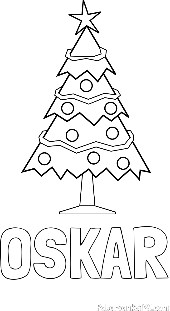 Pobarvanka imena OSKAR in pobarvanka božične smrečice
