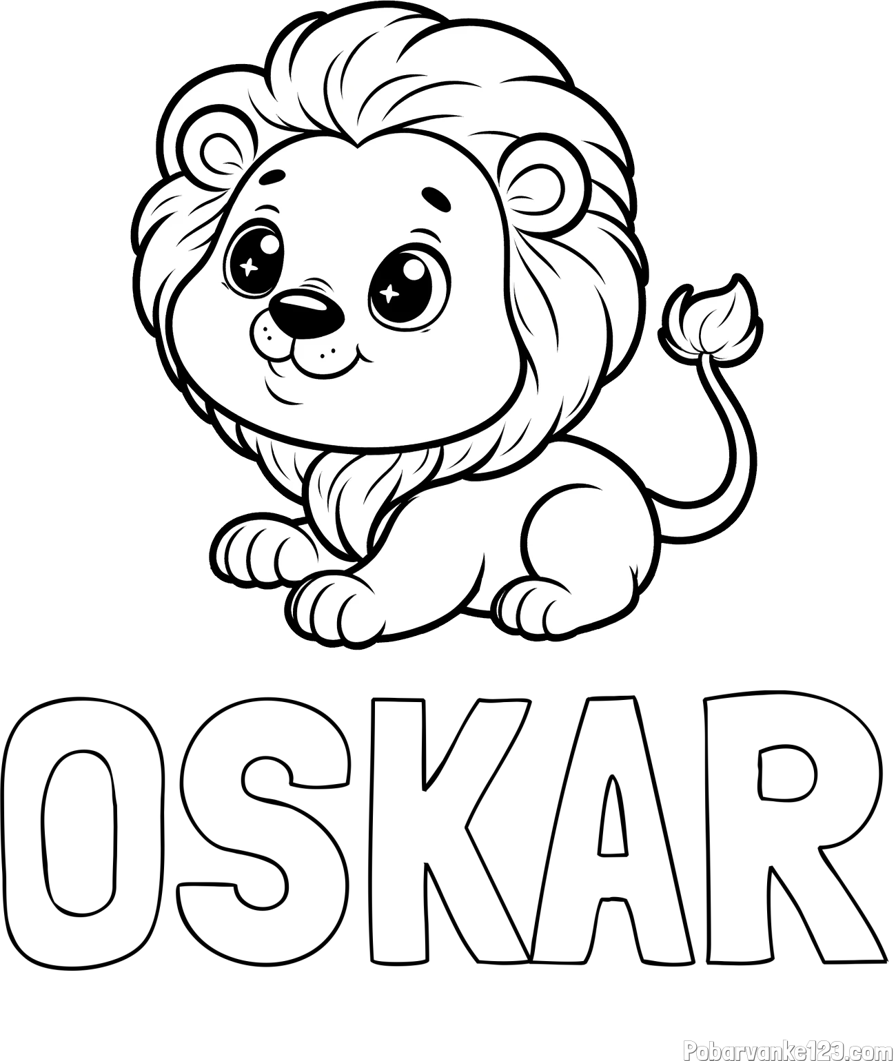 Pobarvanka imena OSKAR in pobarvanka igrivega levčka