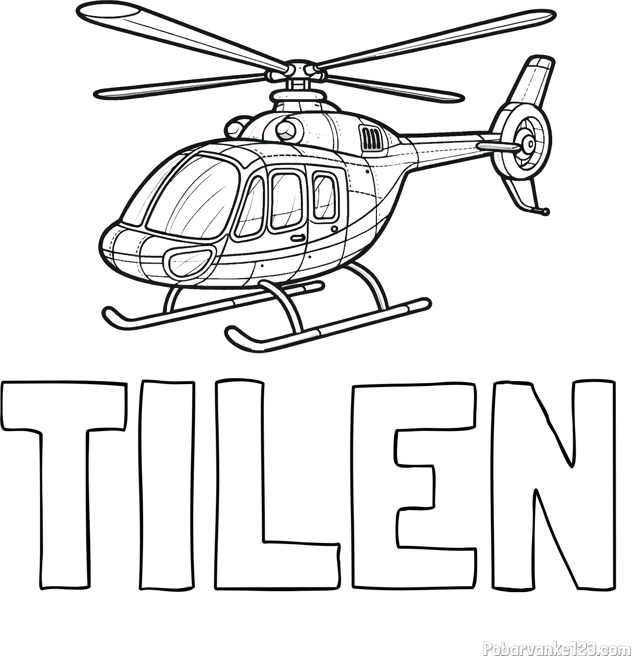 Pobarvanka imena TILEN in pobarvanka sodobnega helikopterja