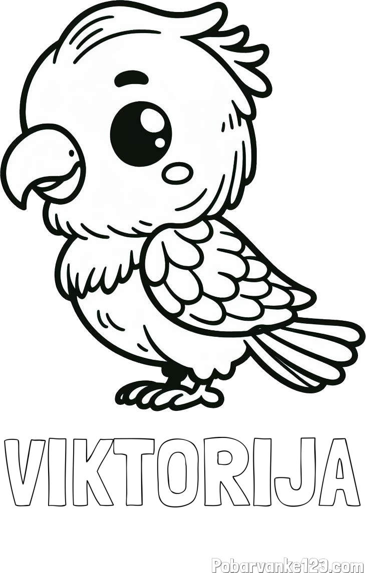 Pobarvanka imena VIKTORIJA in pobarvanka ljubkega papagaja