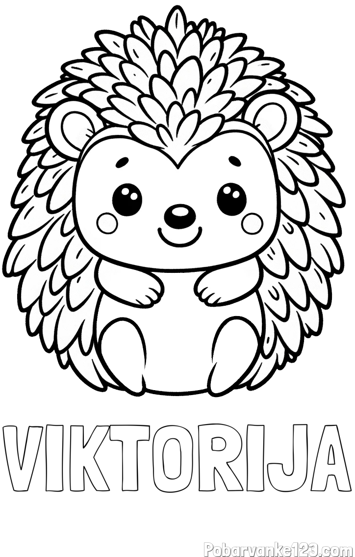 Pobarvanka imena VIKTORIJA in pobarvanka prikupnega ježa