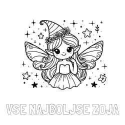 Online izdelana pobarvanka - Pobarvanka imena VSE NAJBOLJŠE ZOJA in pobarvanka ljubke in nasmejane vile