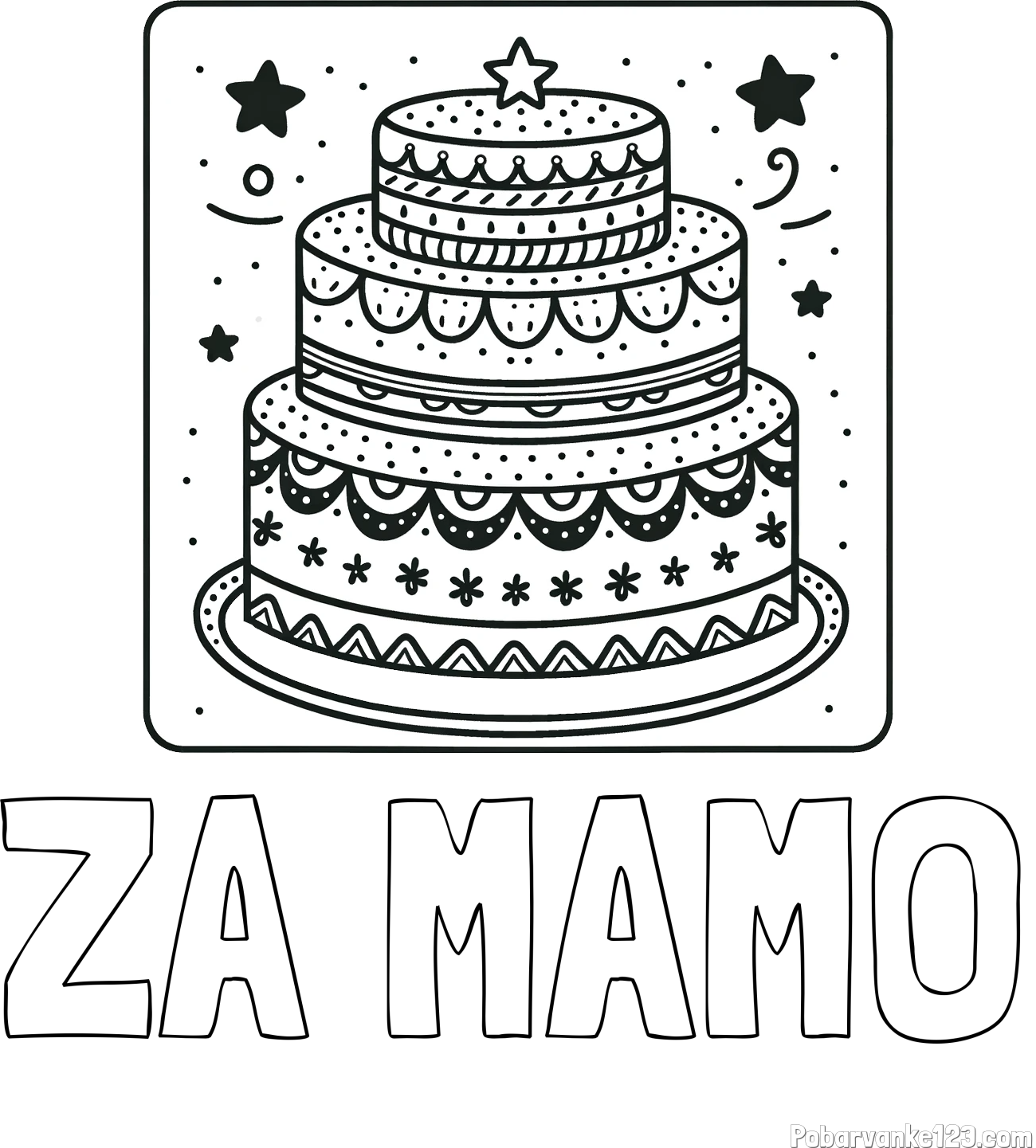 Pobarvanka imena ZA MAMO in pobarvanka slastne torte