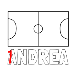 Pobarvana pobarvanka - Pobarvanka imena ANDREA in pobarvanka nogometnega igrišča