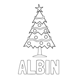 Online izdelana pobarvanka - Pobarvanka imena ALBIN in pobarvanka božične smrečice