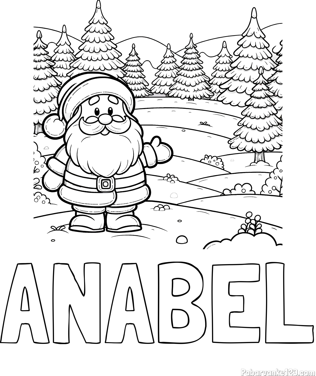 Pobarvanka imena ANABEL in pobarvanka Božička v naravi