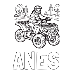 Online izdelana pobarvanka - Pobarvanka imena ANES in pobarvanka motorista na štirikolesniku