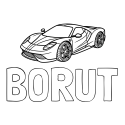 Online izdelana pobarvanka - Pobarvanka imena BORUT in pobarvanka dirkalnega avtomobila
