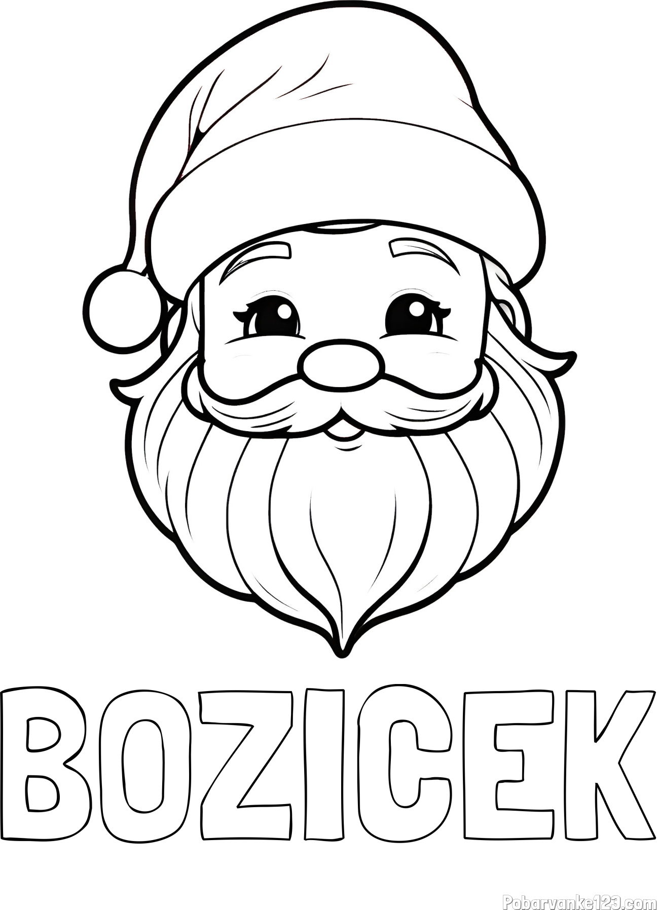 Pobarvanka imena BOŽIČEK in pobarvanka ljubke božičkove glave