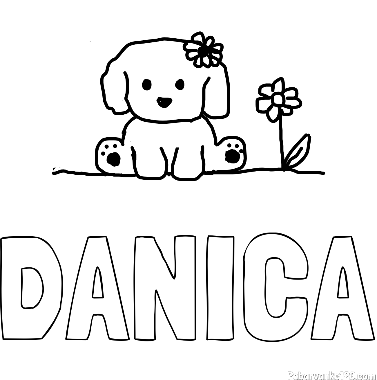 Pobarvanka imena DANICA in KUŽIKA