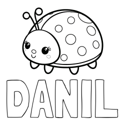 Online izdelana pobarvanka - Pobarvanka imena DANIL in pobarvanka ljubke pikapolonice