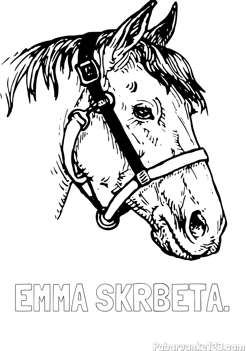 Pobarvanka imena EMMA ŠKRBETA. in konjska glava