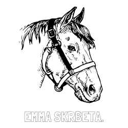 Online izdelana pobarvanka - Pobarvanka imena EMMA ŠKRBETA. in konjska glava