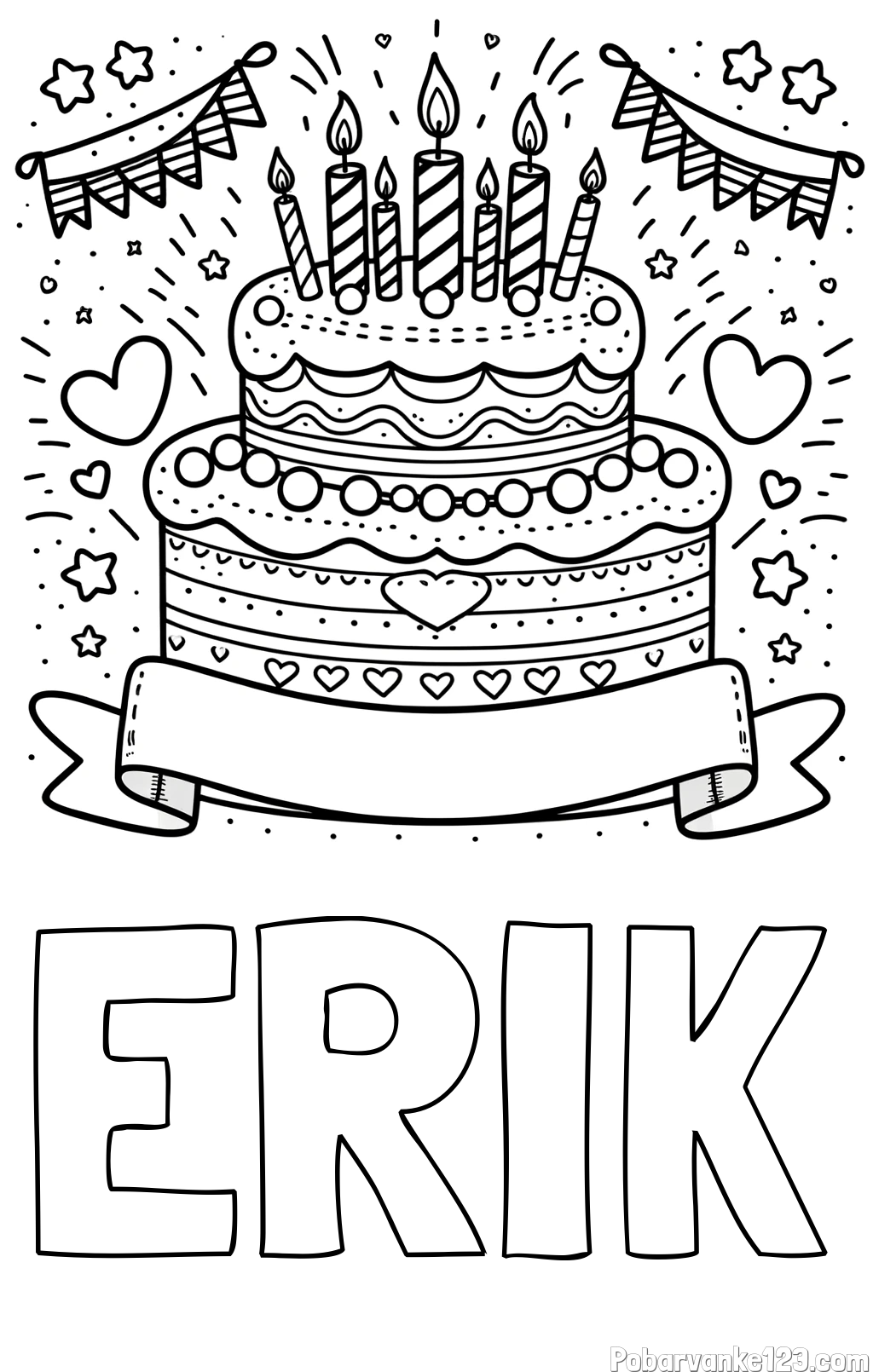 Pobarvanka imena ERIK in pobarvanka velike torte za rojstni dan