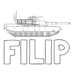 Online izdelana pobarvanka - Pobarvanka imena FILIP in pobarvanka tanka M1 Abrams