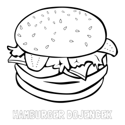 Online izdelana pobarvanka - Pobarvanka imena HAMBURGER DOJENČEK in pobarvanka hamburgerja