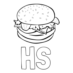Online izdelana pobarvanka - Pobarvanka imena HS in pobarvanka hamburgerja