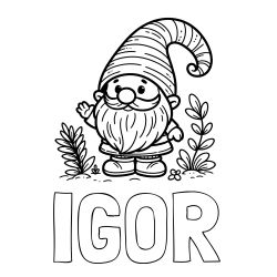 Online izdelana pobarvanka - Pobarvanka imena IGOR in pobarvanka prijaznega škrata oz. palčka