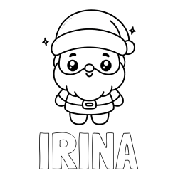 Online izdelana pobarvanka - Pobarvanka imena IRINA in enostavna otroška pobarvanka Božička
