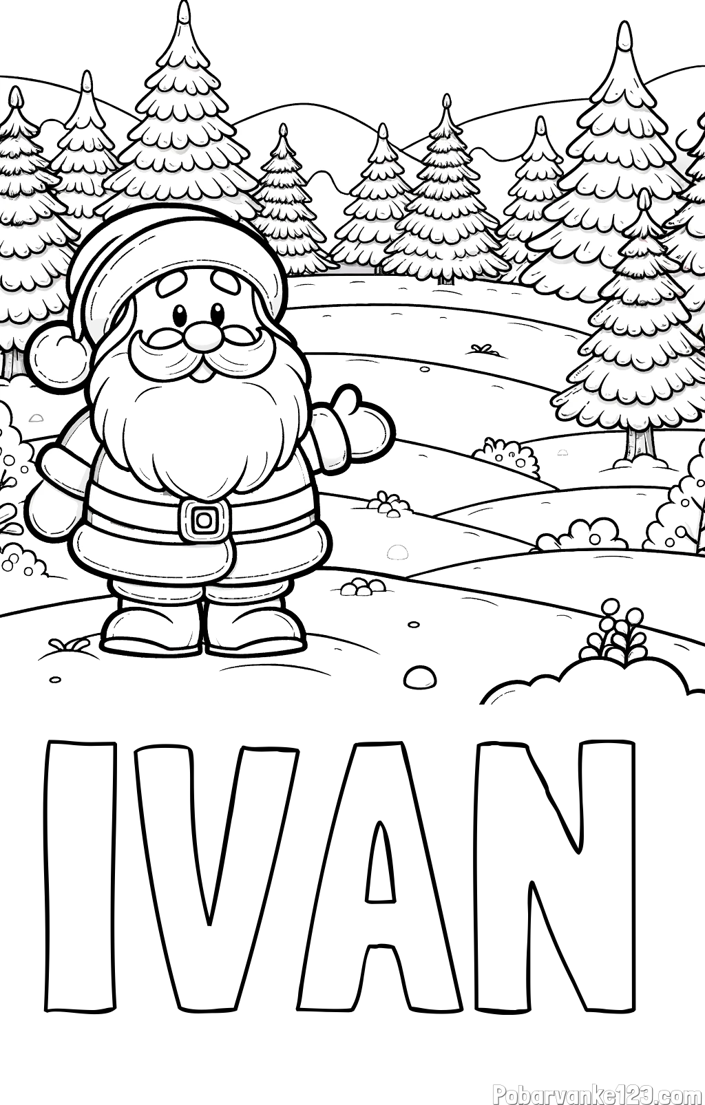 Pobarvanka imena IVAN in pobarvanka Božička v naravi