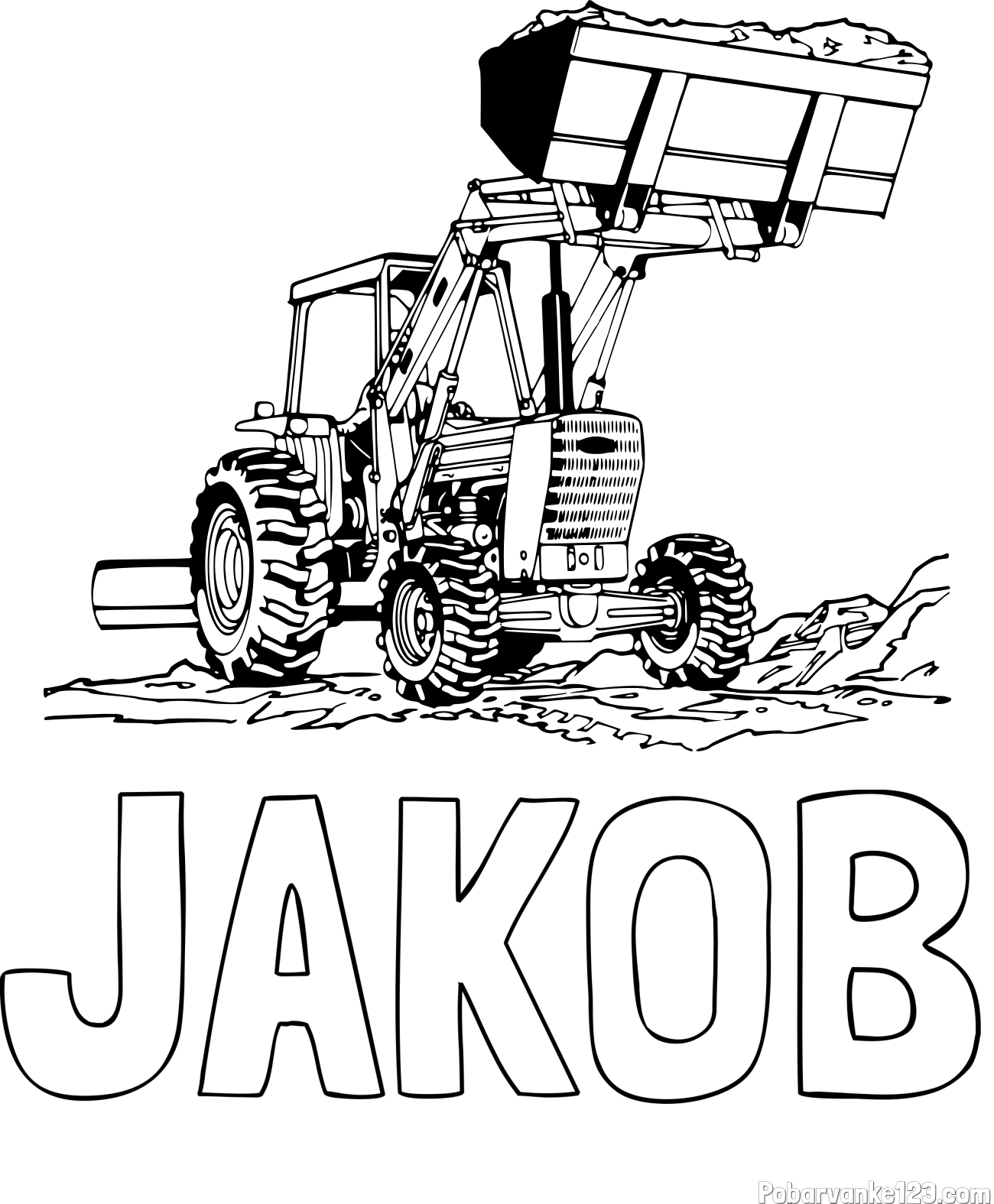 Pobarvanka imena JAKOB in pobarvanka traktorja