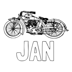 Online izdelana pobarvanka - Pobarvanka imena JAN in pobarvanka starega motorja