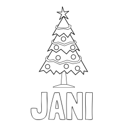 Online izdelana pobarvanka - Pobarvanka imena JANI in pobarvanka božične smrečice