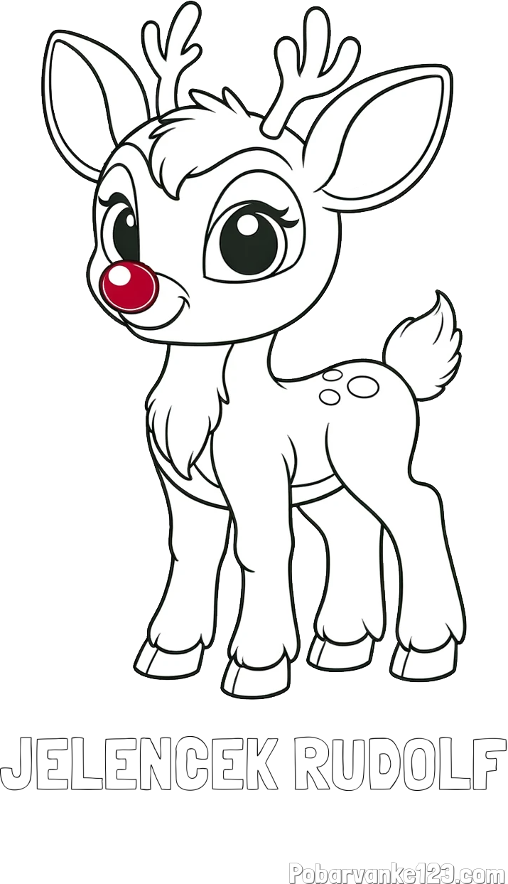 Pobarvanka imena JELENČEK RUDOLF in pobarvanka nasmejanega jelenčka Rudolfa