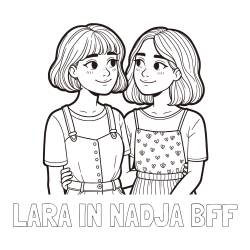 Online izdelana pobarvanka - Pobarvanka imena LARA IN NADJA BFF in pobarvanka dveh najboljših prijateljic