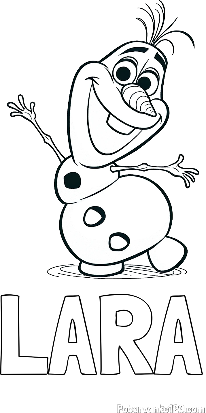 Pobarvanka imena LARA in pobarvanka Olaf