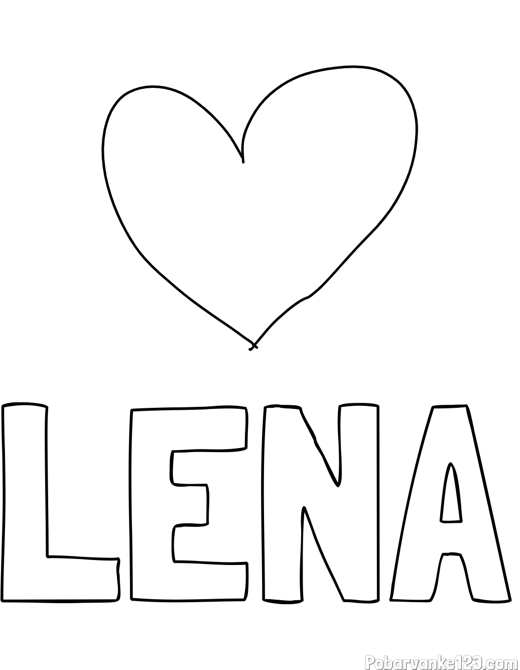 Pobarvanka imena LENA in srček