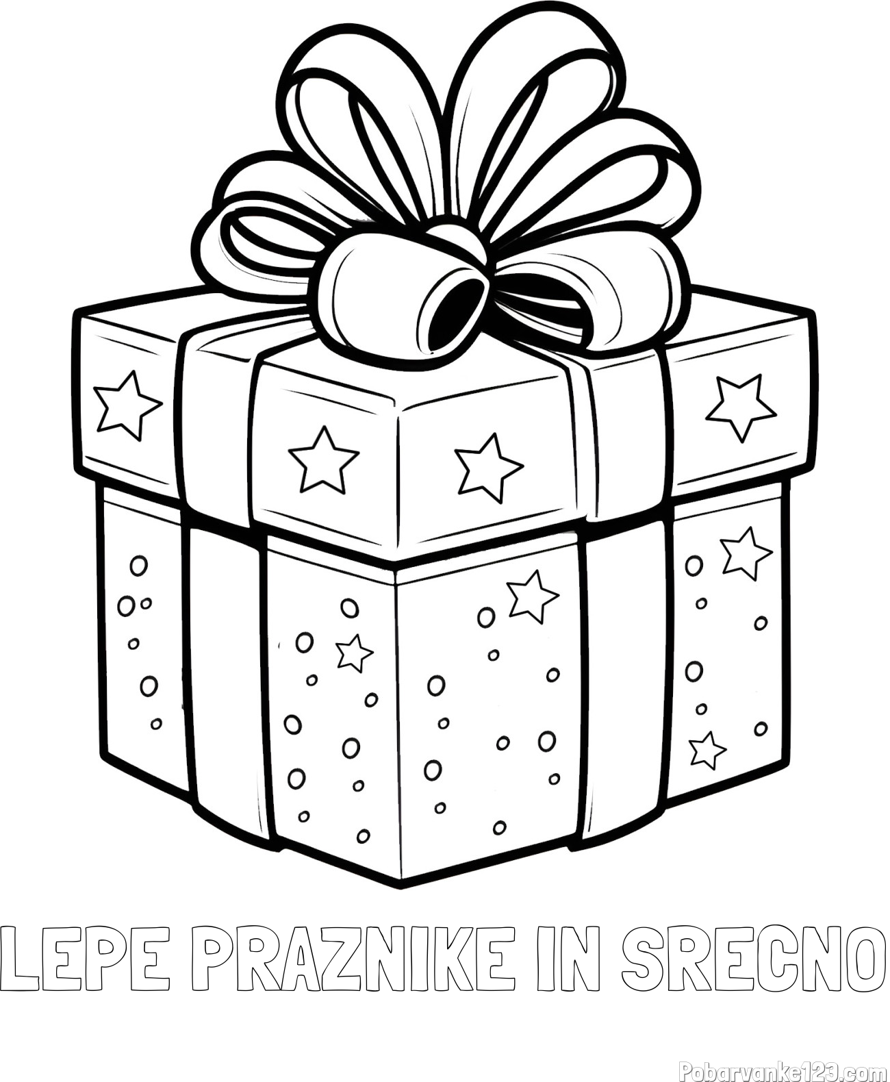 Pobarvanka imena LEPE PRAZNIKE IN SREČNO in pobarvanka božičnega darila