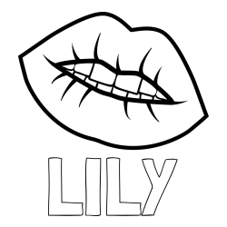 Online izdelana pobarvanka - Pobarvanka imena LILY in pobarvanka ustnic