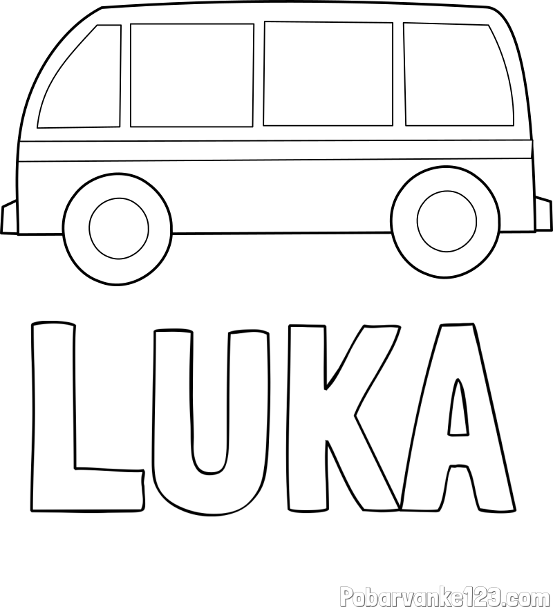 Pobarvanka imena LUKA in avtobus