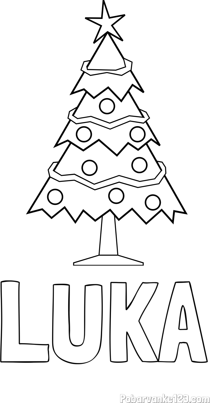 Pobarvanka imena LUKA in pobarvanka božične smrečice